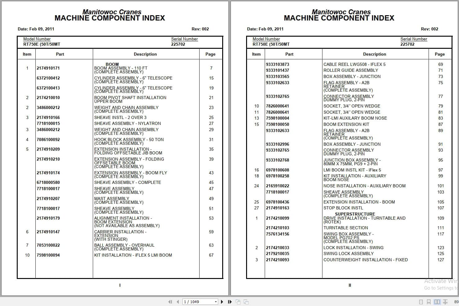 Grove Crane RT750E 225702 Parts Manual 2011 (1)