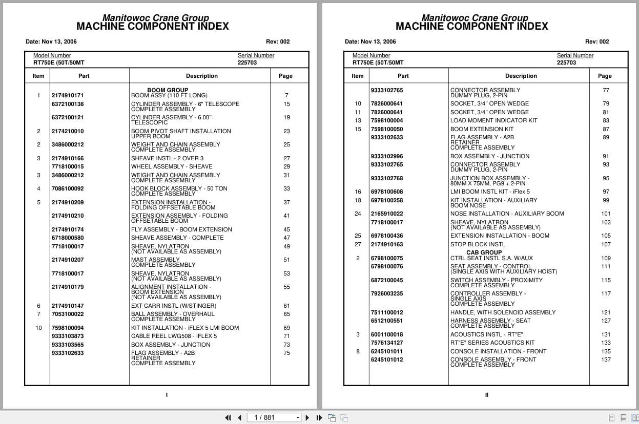 Grove Crane RT750E 225703 Parts Manual 2006 (1)