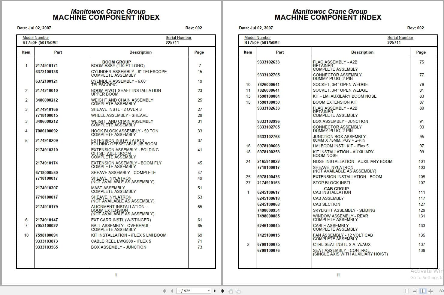 Grove Crane RT750E 225711 Parts Manual 2007 (1)