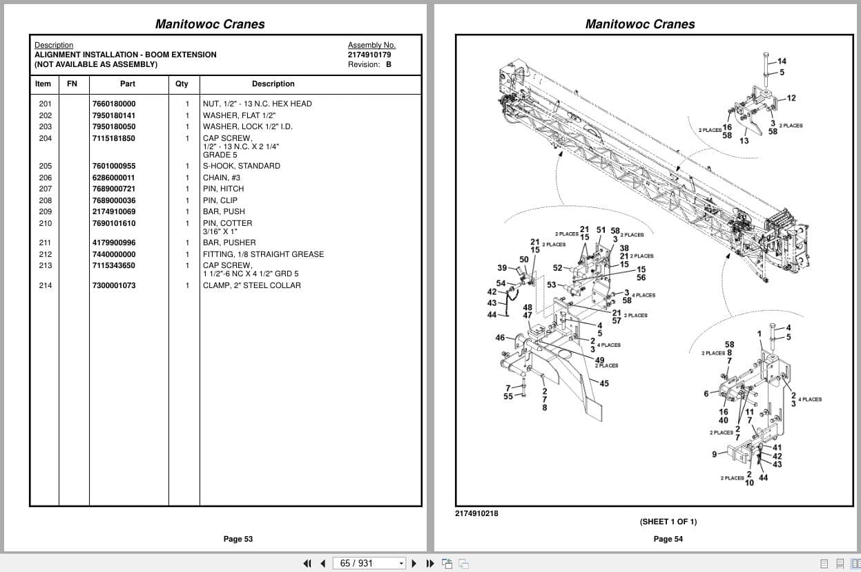 Grove Crane RT750E 225723 Parts Manual 2016