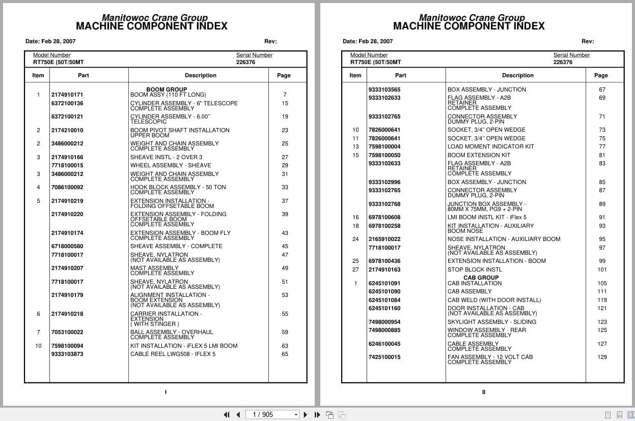Grove Crane RT750E 226376 Parts Manual 2007 (1)
