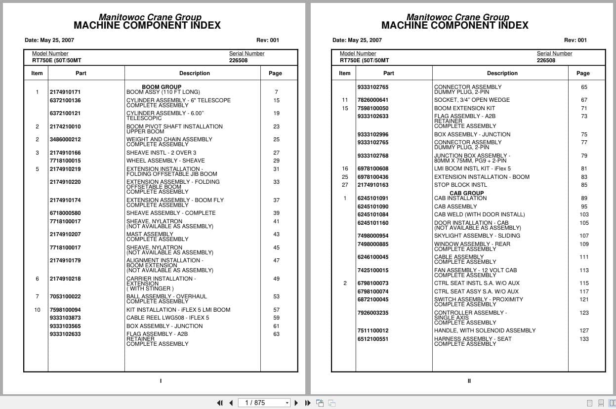 Grove Crane RT750E 226508 Parts Manual 2007 (1)