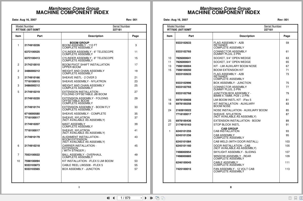 Grove Crane RT750E 227181 Parts Manual 2007 (1)