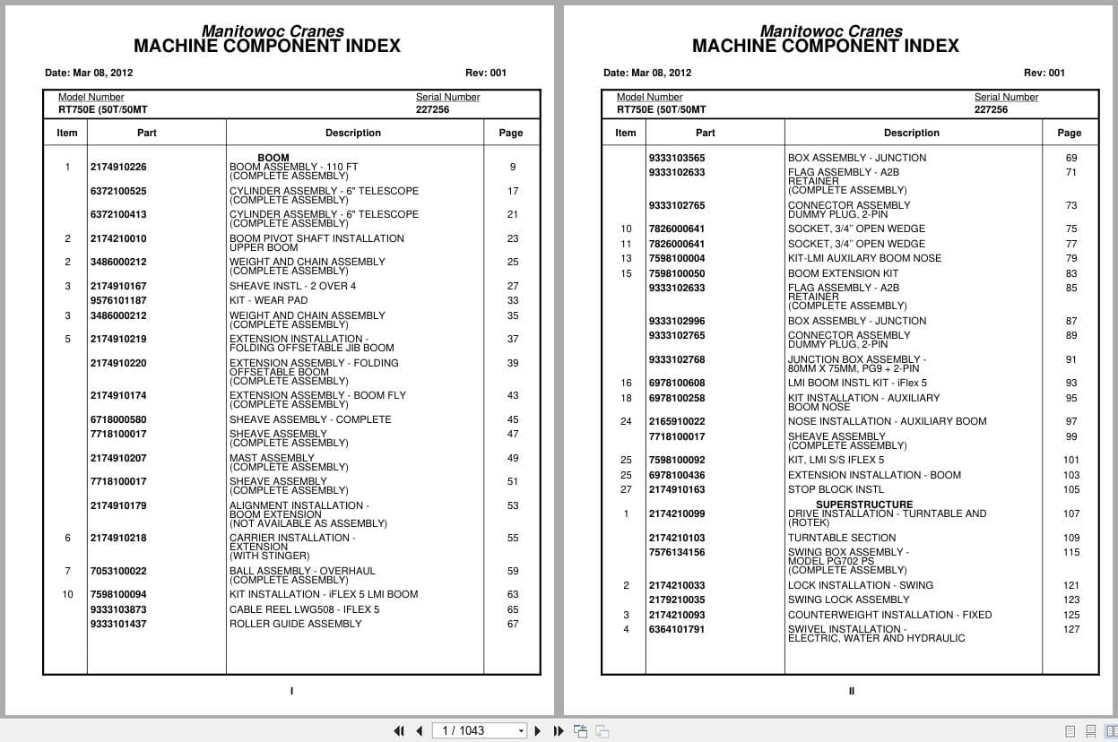 Grove Crane RT750E 227256 Parts Manual 2012 (1)