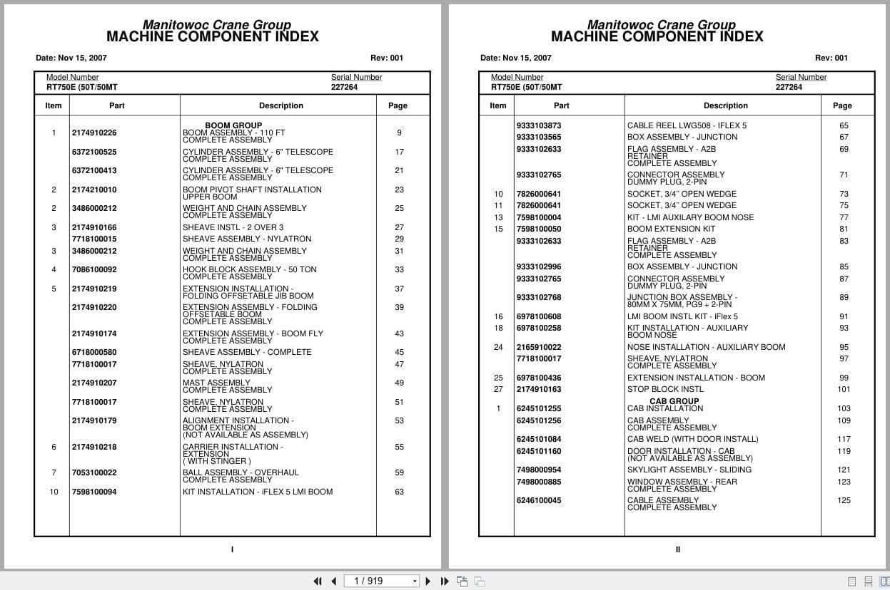 Grove Crane RT750E 227264 Parts Manual 2007 (1)