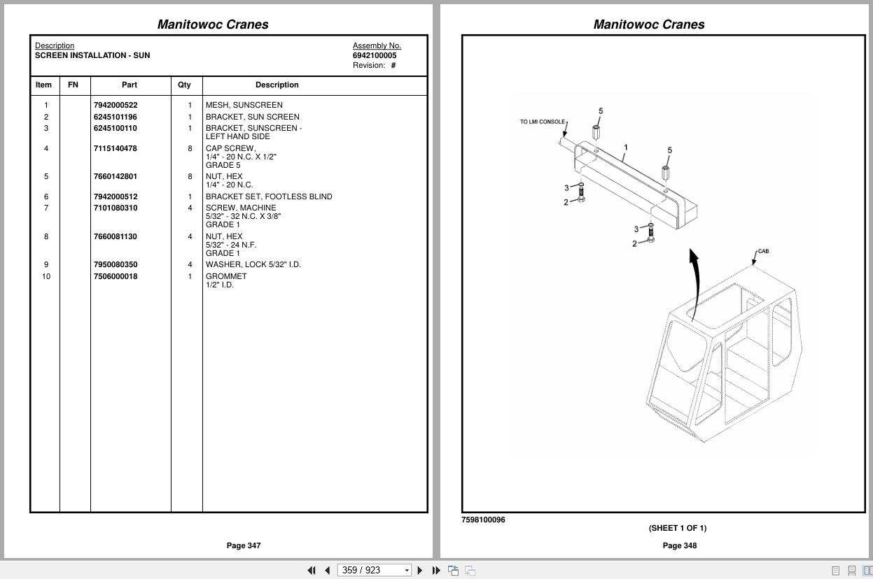 Grove Crane RT750E 227485 Parts Manual 2014
