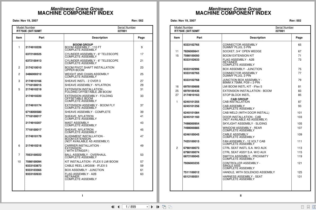 Grove Crane RT750E 227891 Parts Manual 2007 (1)