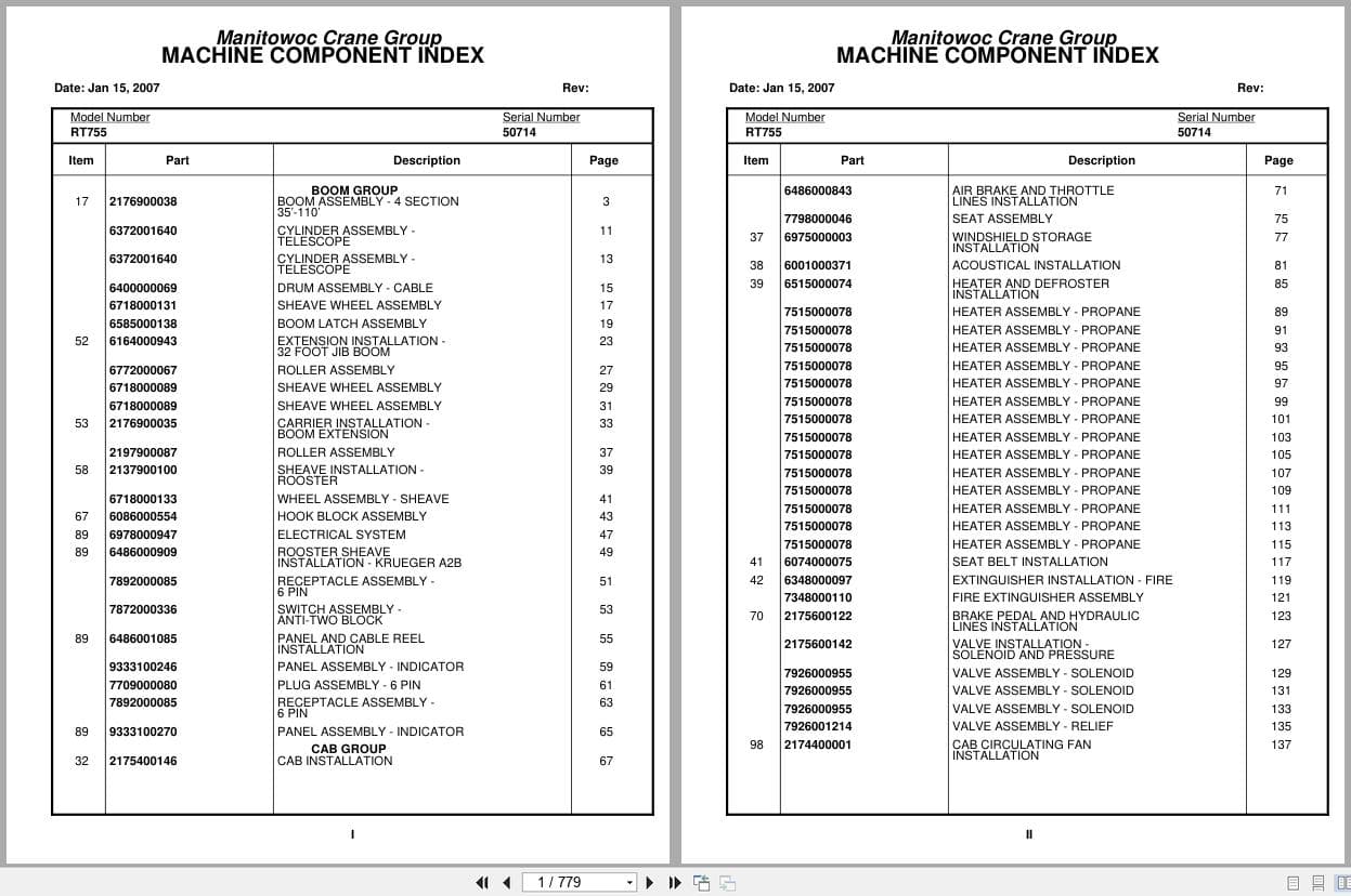 Grove Crane RT755 50714 Parts Manual 2007 (1)