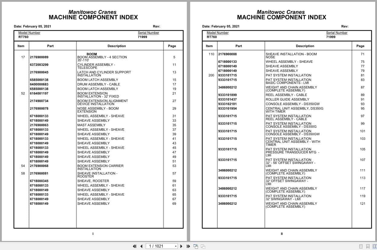 Grove Crane RT760 71999 Parts Manual 2021 (1)