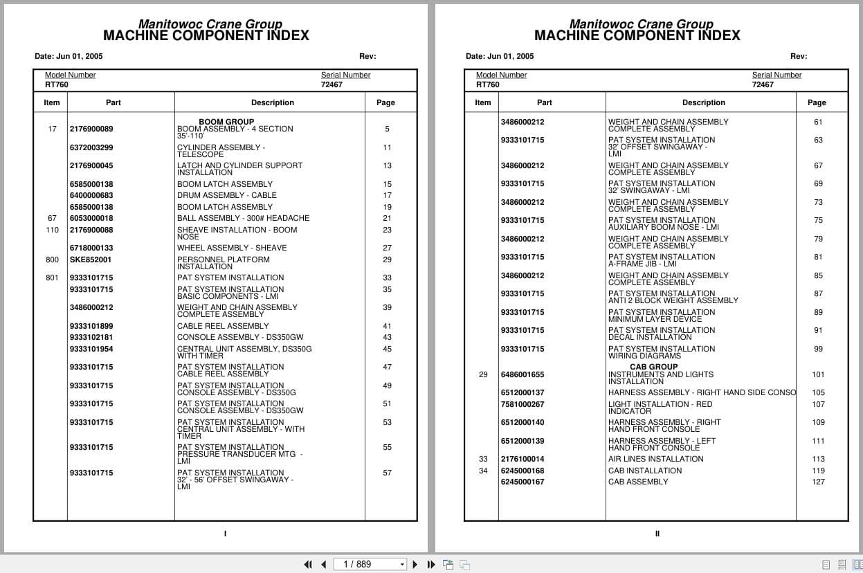 Grove Crane RT760 72467 Parts Manual 2005 (1)
