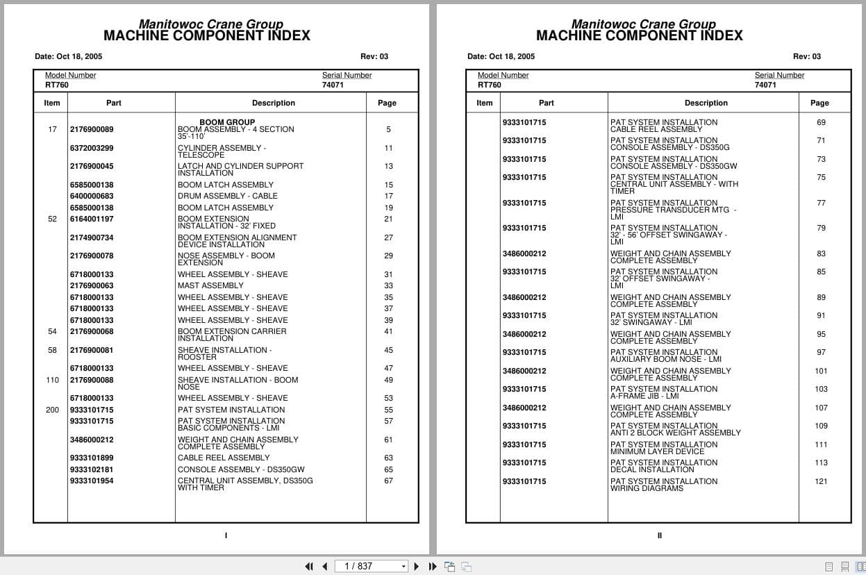 Grove Crane RT760 74071 Parts Manual 2005 (1)