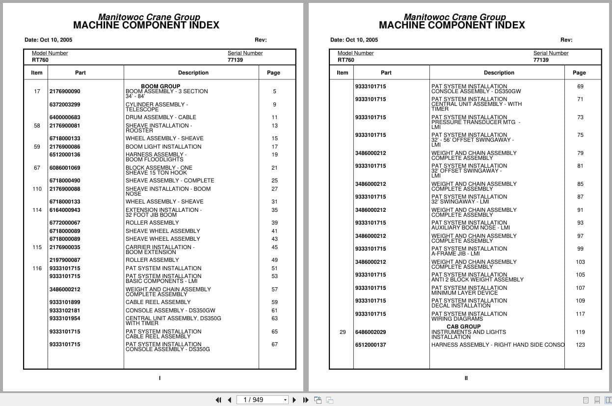 Grove Crane RT760 77139 Parts Manual 2005 (1)