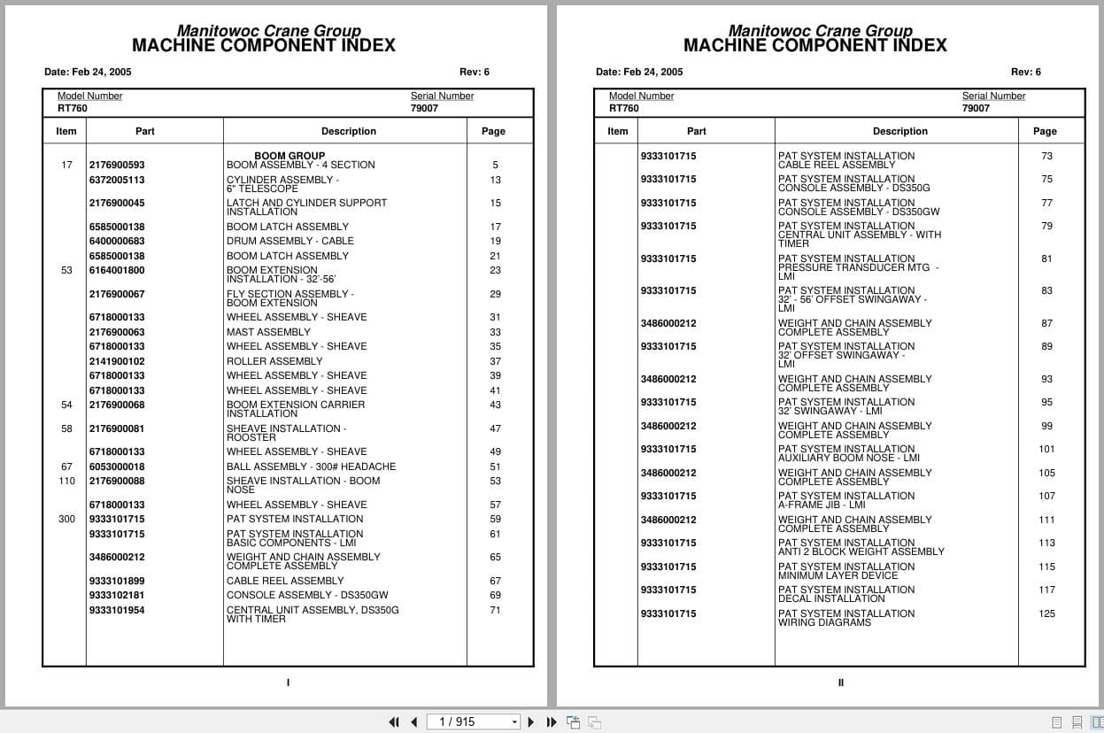 Grove Crane RT760 79007 Parts Manual 2005 (1)