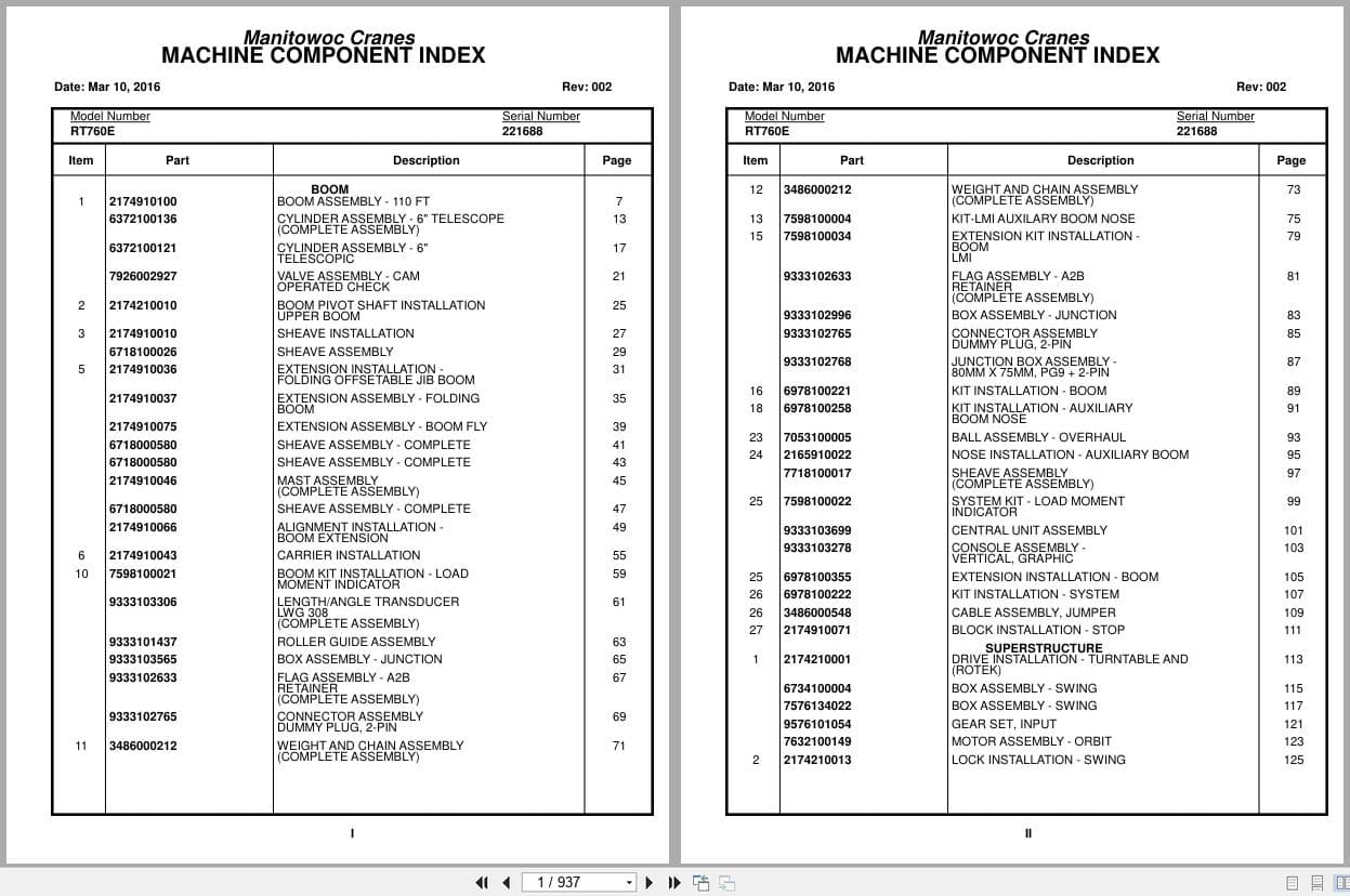 Grove Crane RT760E 221688 Parts Manual 2016 (1)