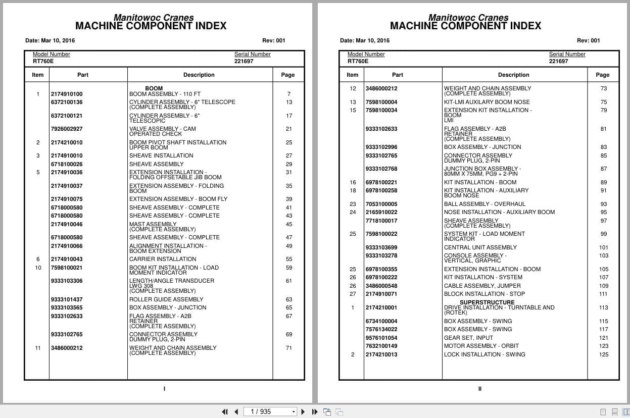 Grove Crane RT760E 221697 Parts Manual 2016 (1)