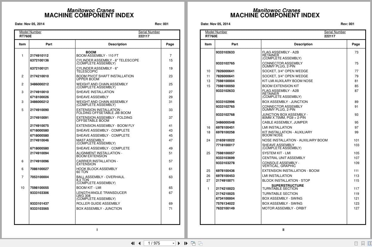 Grove Crane RT760E 222117 Parts Manual 2014 (1)