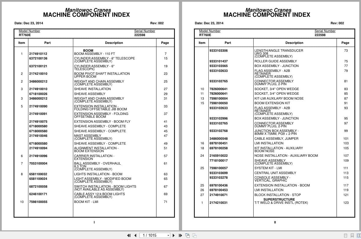 Grove Crane RT760E 222598 Parts Manual 2014 (1)