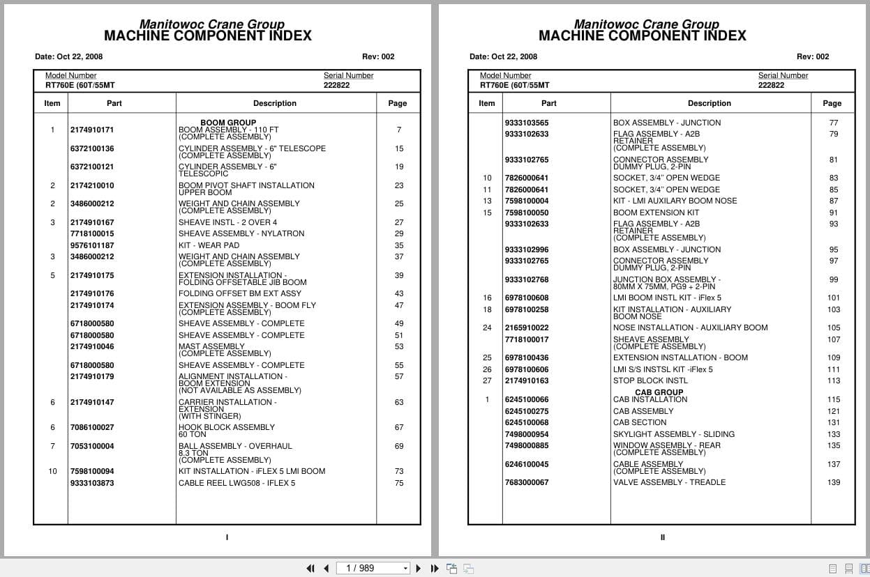 Grove Crane RT760E 222822 Parts Manual 2008 (1)