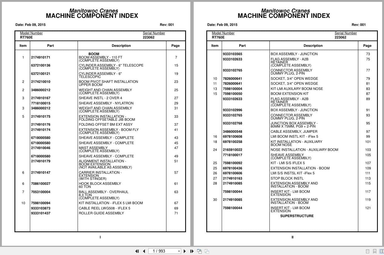 Grove Crane RT760E 223062 Parts Manual 2015 (1)