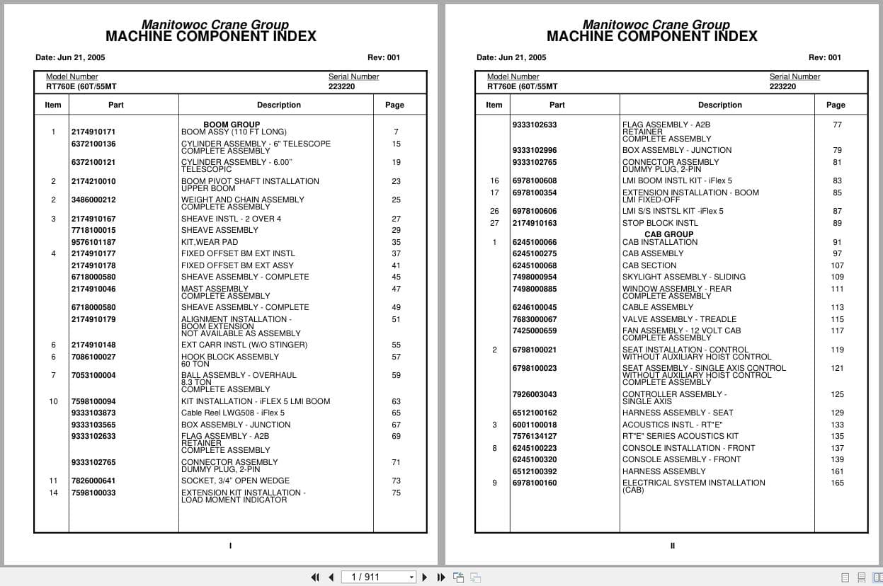 Grove Crane RT760E 223220 Parts Manual 2005 (1)