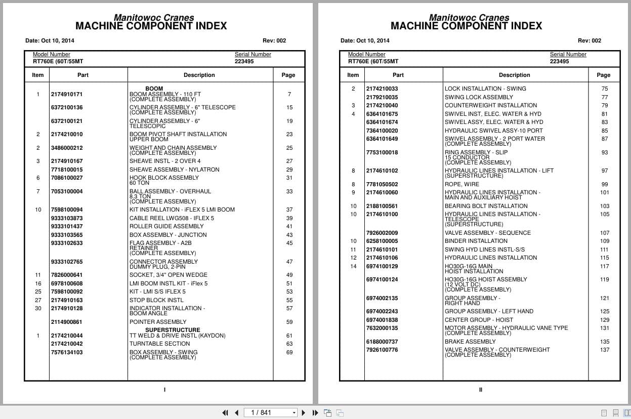 Grove Crane RT760E 223495 Parts Manual 2014 (1)