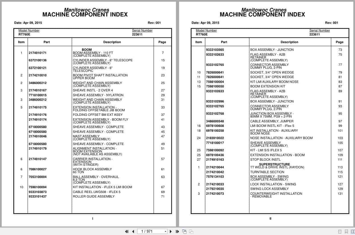 Grove Crane RT760E 223611 Parts Manual 2015 (1)
