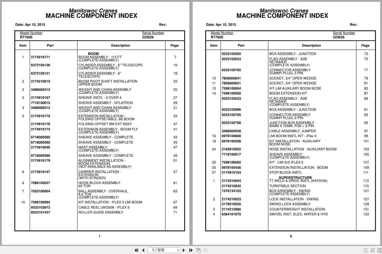 Grove Crane RT760E 223626 Parts Manual 2015 (1)