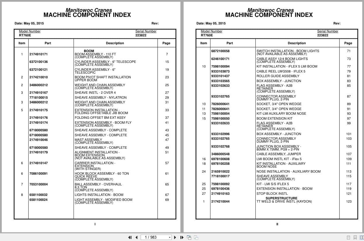 Grove Crane RT760E 223822 Parts Manual 2015 (1)