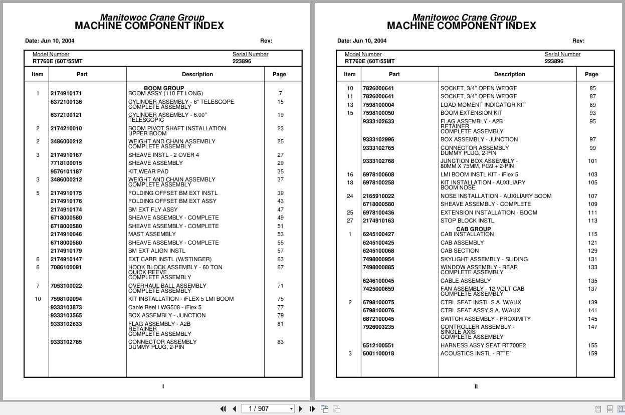 Grove Crane RT760E 223896 Parts Manual 2004 (1)