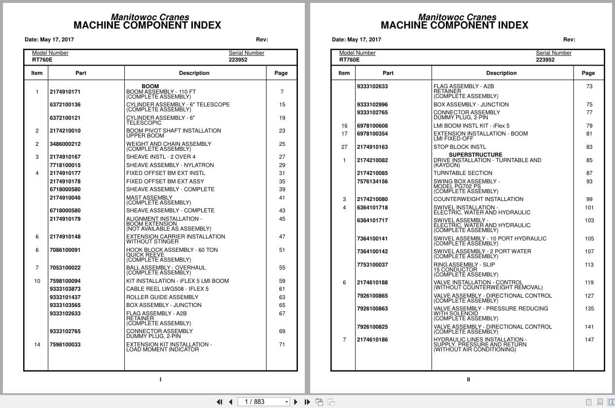 Grove Crane RT760E 223952 Parts Manual 2017 (1)