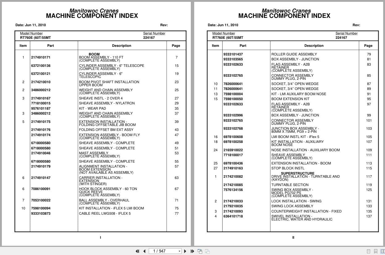 Grove Crane RT760E 224167 Parts Manual 2010 (1)