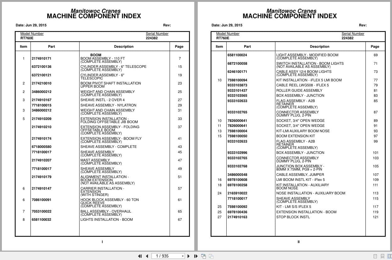 Grove Crane RT760E 224382 Parts Manual 2015 (1)
