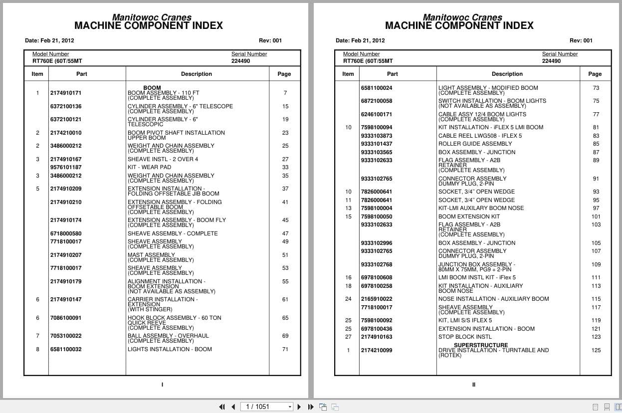 Grove Crane RT760E 224490 Parts Manual 2012 (1)