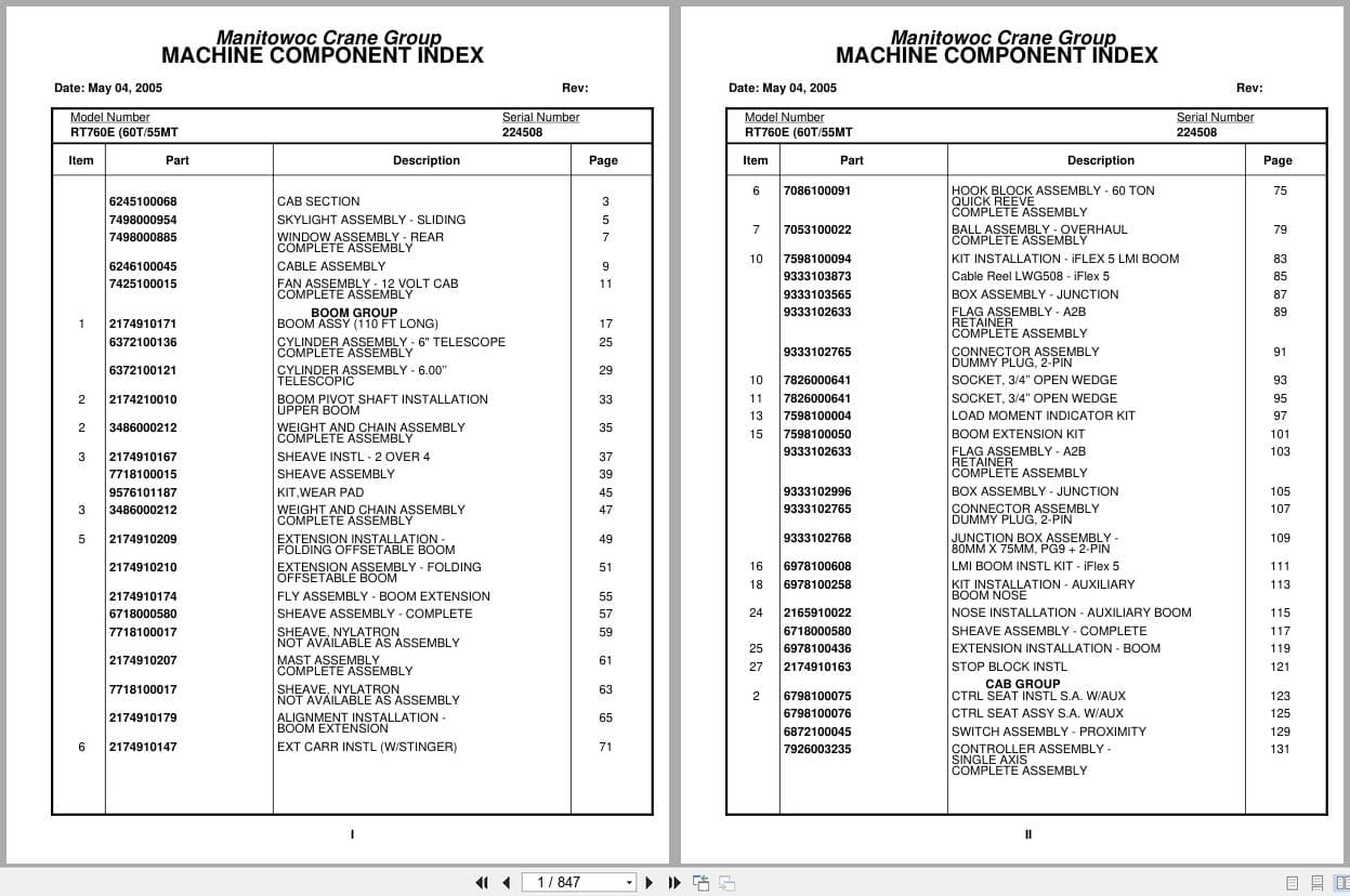 Grove Crane RT760E 224508 Parts Manual 2005 (1)