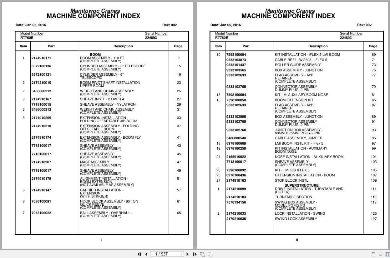 Grove Crane RT760E 224893 Parts Manual 2016 (1)