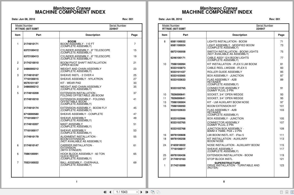 Grove Crane RT760E 224947 Parts Manual 2010 (1)