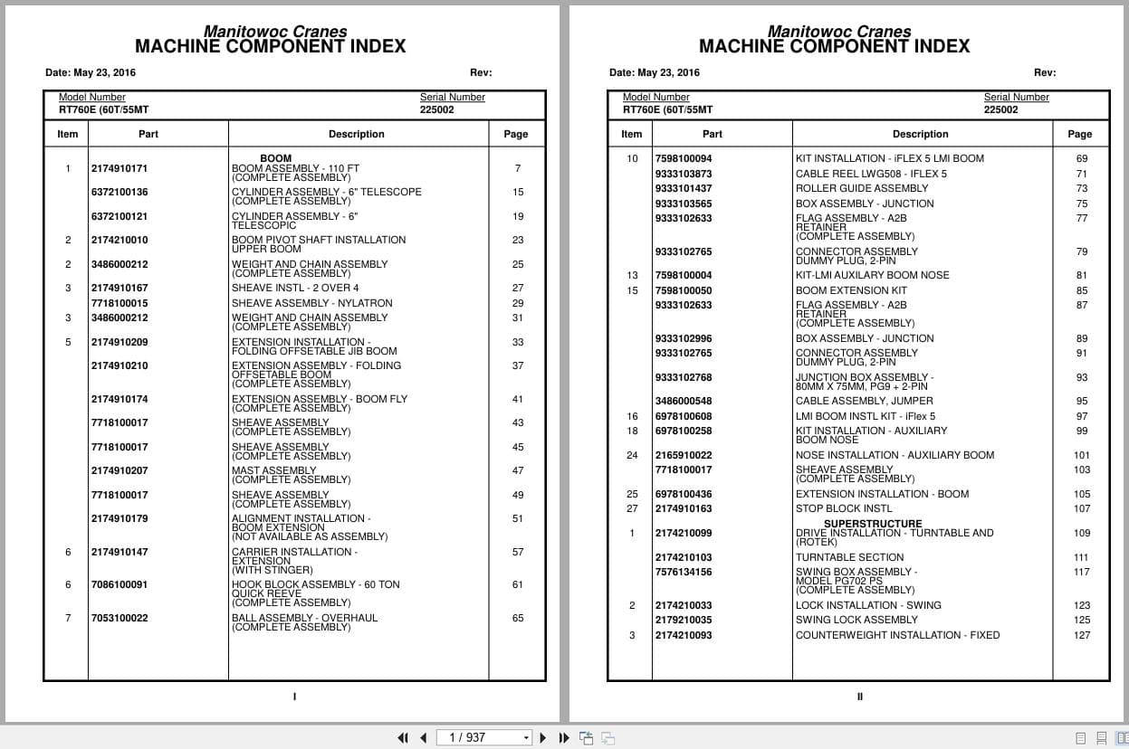 Grove Crane RT760E 225002 Parts Manual 2016 (1)