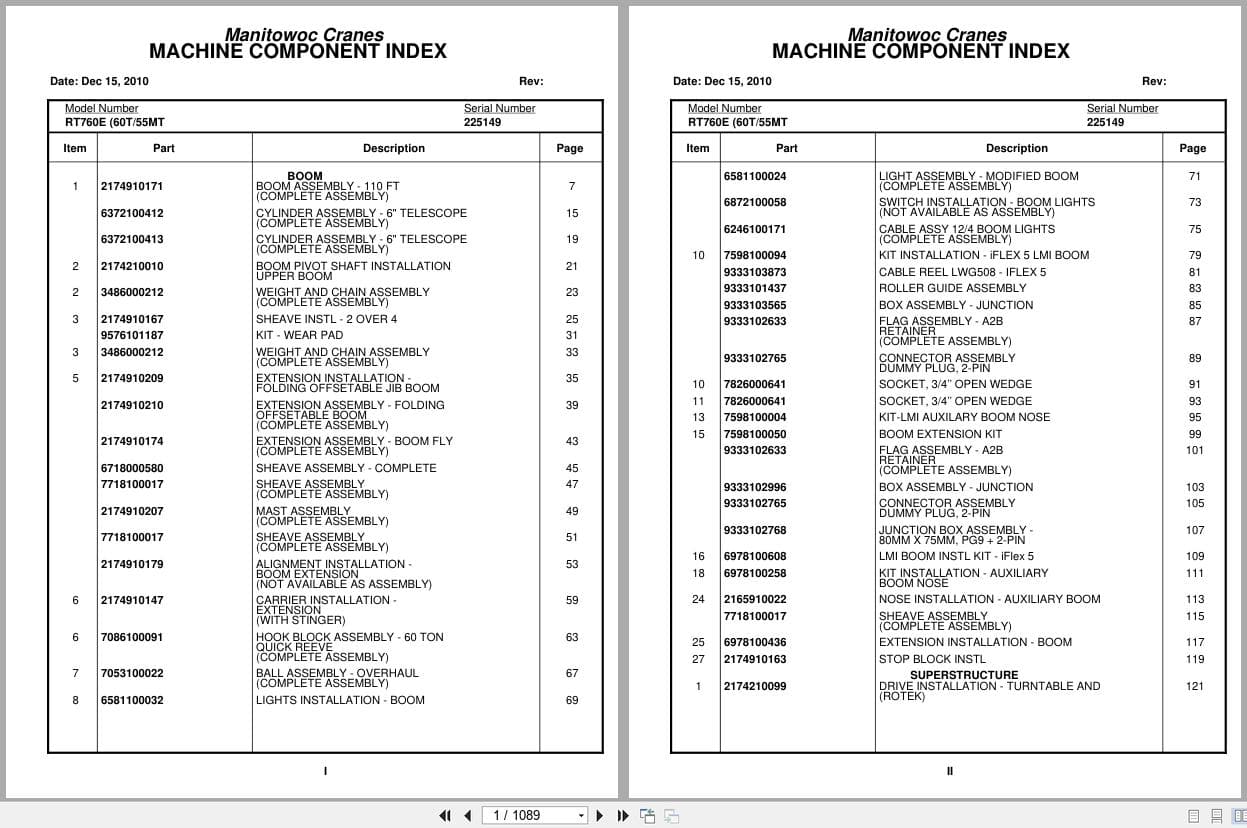 Grove Crane RT760E 225149 Parts Manual 2010 (1)