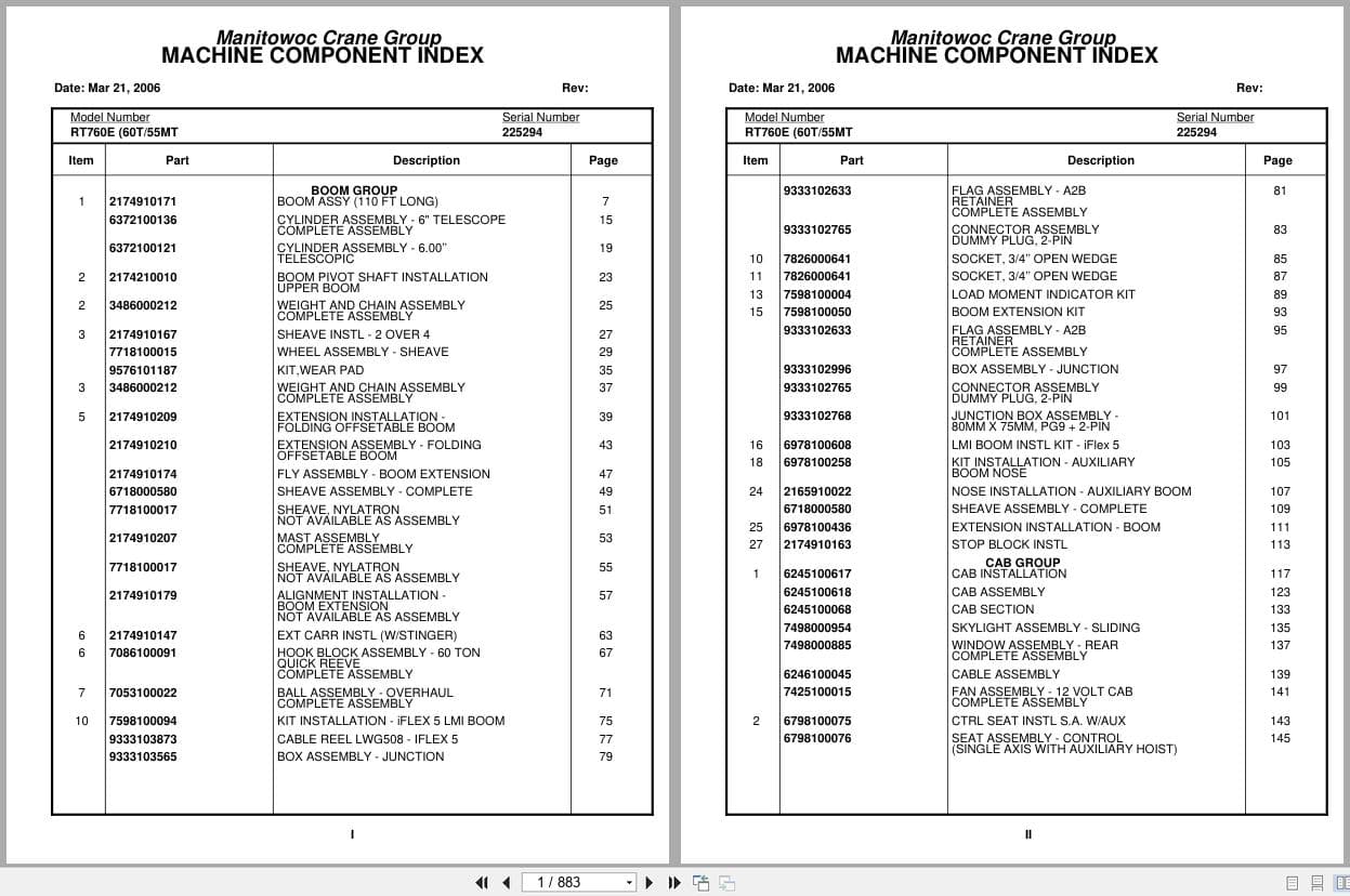 Grove Crane RT760E 225294 Parts Manual 2006 (1)