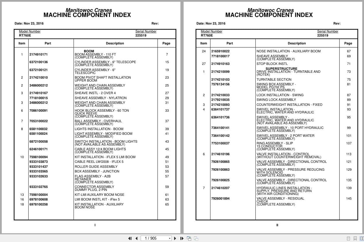 Grove Crane RT760E 225519 Parts Manual 2016 (1)