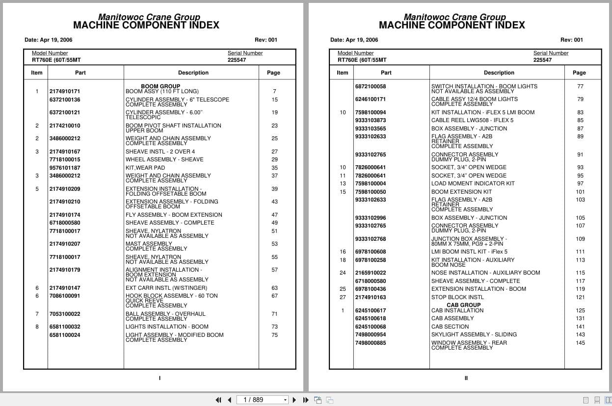 Grove Crane RT760E 225547 Parts Manual 2006 (1)