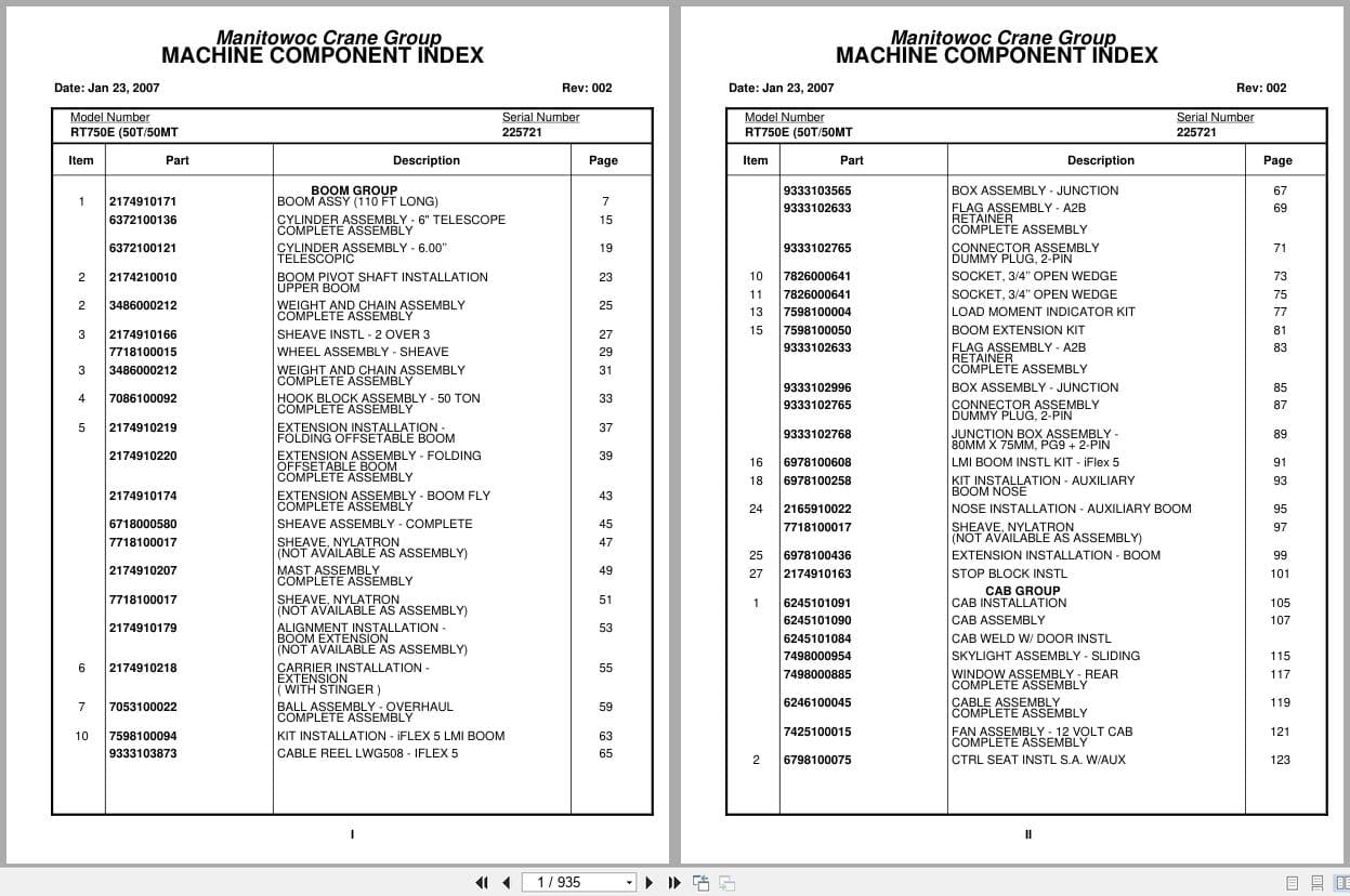 Grove Crane RT760E 225721 Parts Manual 2007 (1)