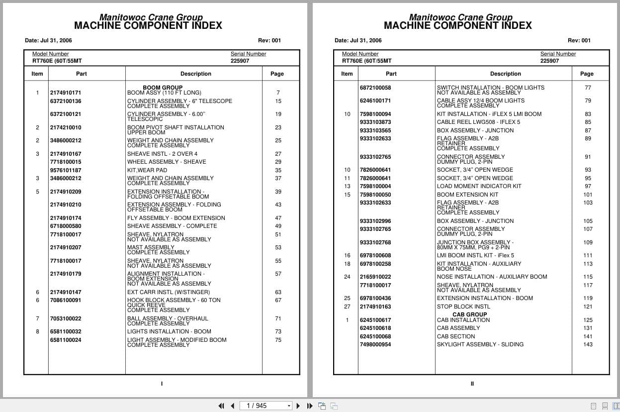 Grove Crane RT760E 225907 Parts Manual 2006 (1)