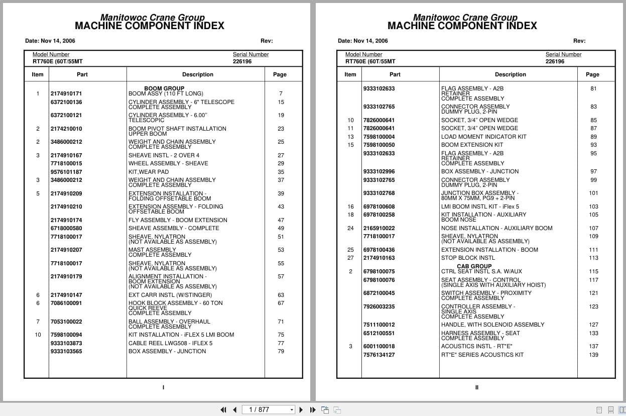 Grove Crane RT760E 226196 Parts Manual 2006 (1)