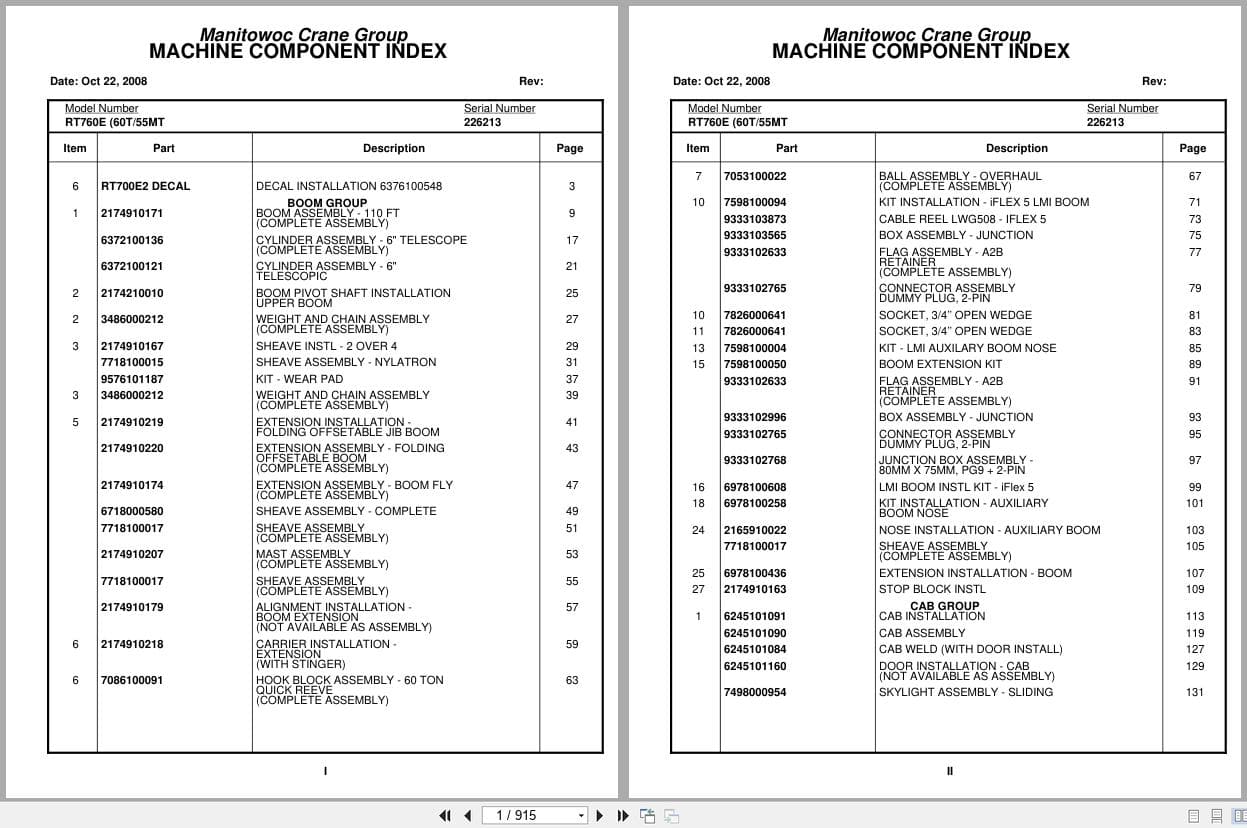 Grove Crane RT760E 226213 Parts Manual 2008 (1)