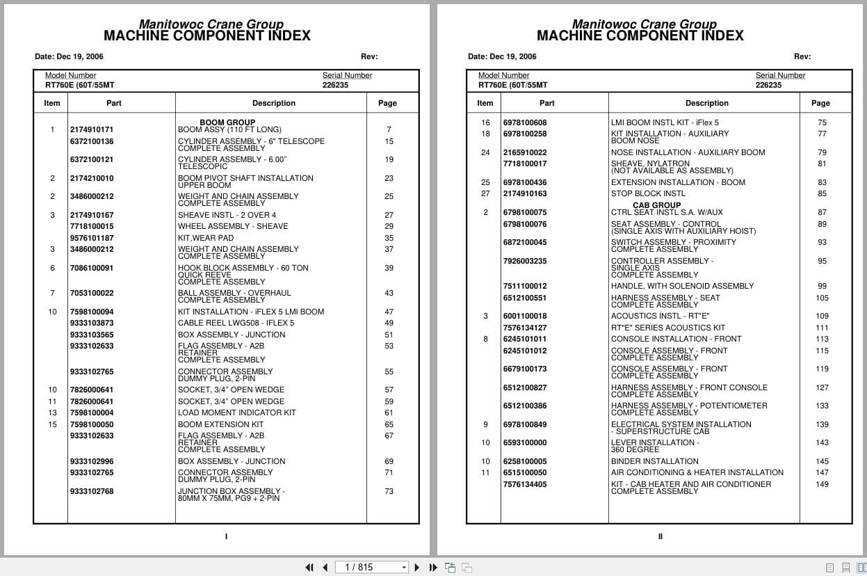 Grove Crane RT760E 226235 Parts Manual 2006 (1)