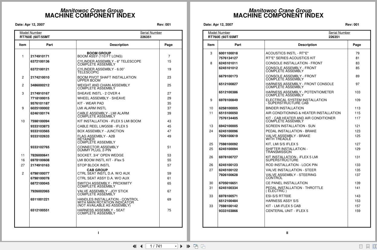 Grove Crane RT760E 226351 Parts Manual 2007 (1)