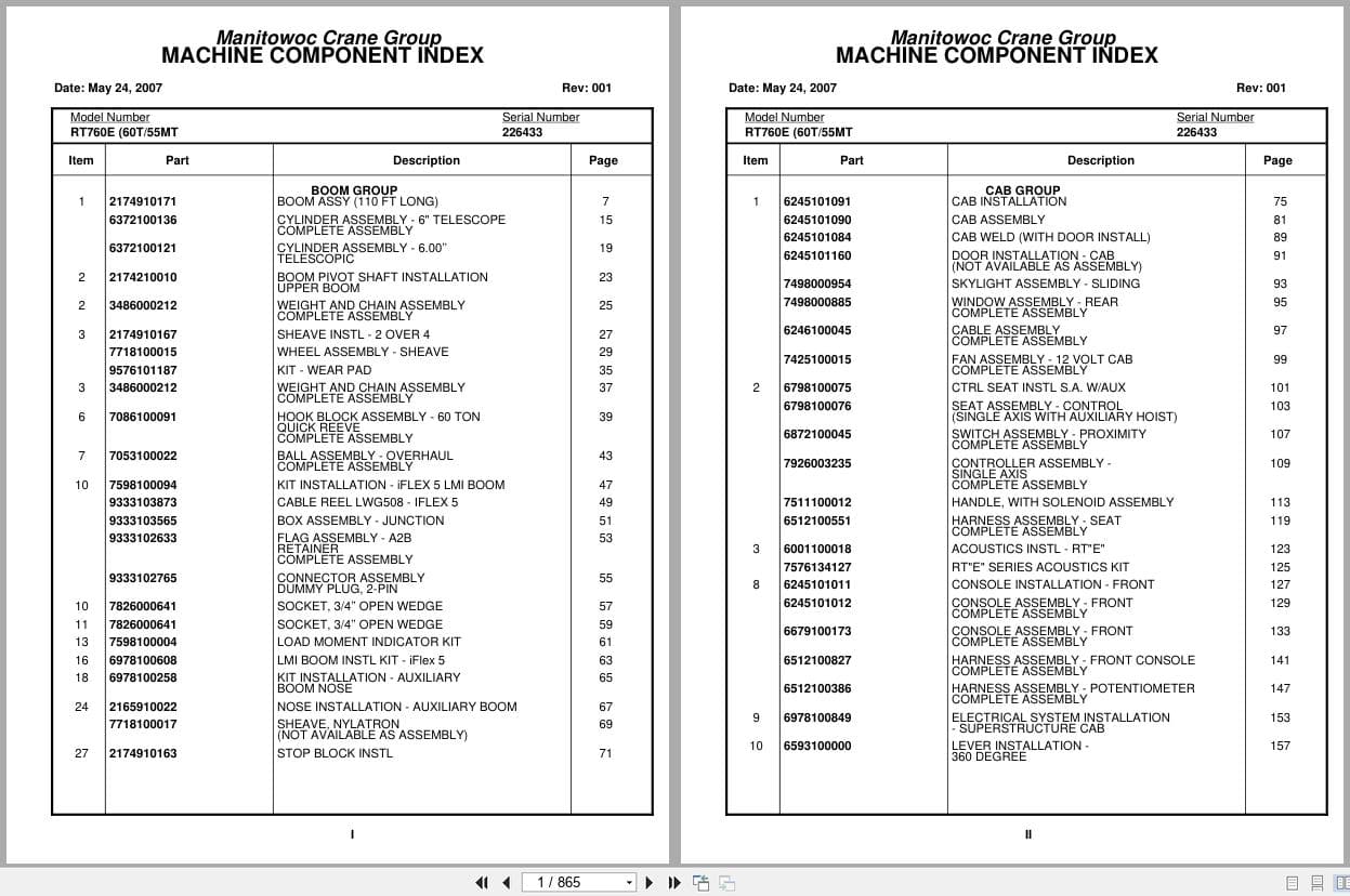 Grove Crane RT760E 226433 Parts Manual 2007 (1)