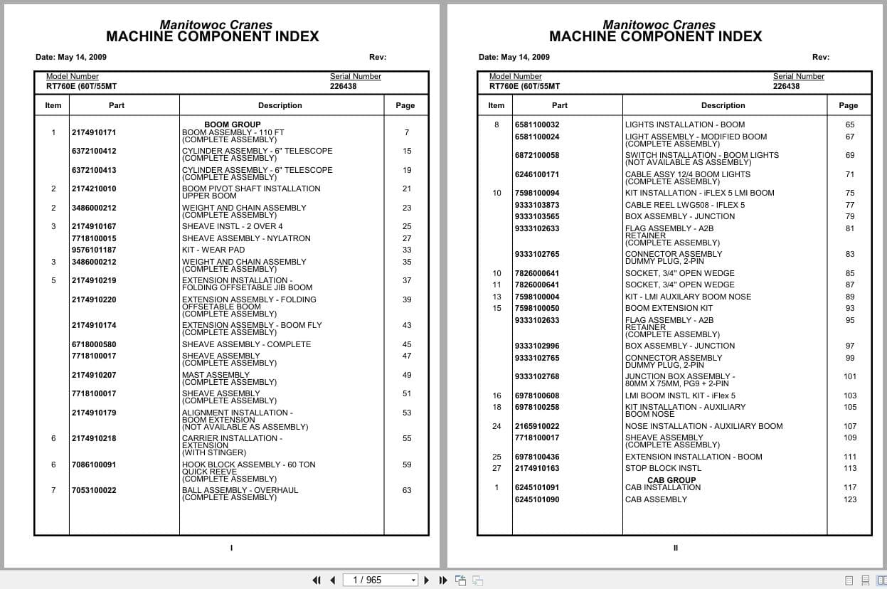 Grove Crane RT760E 226438 Parts Manual 2009 (1)