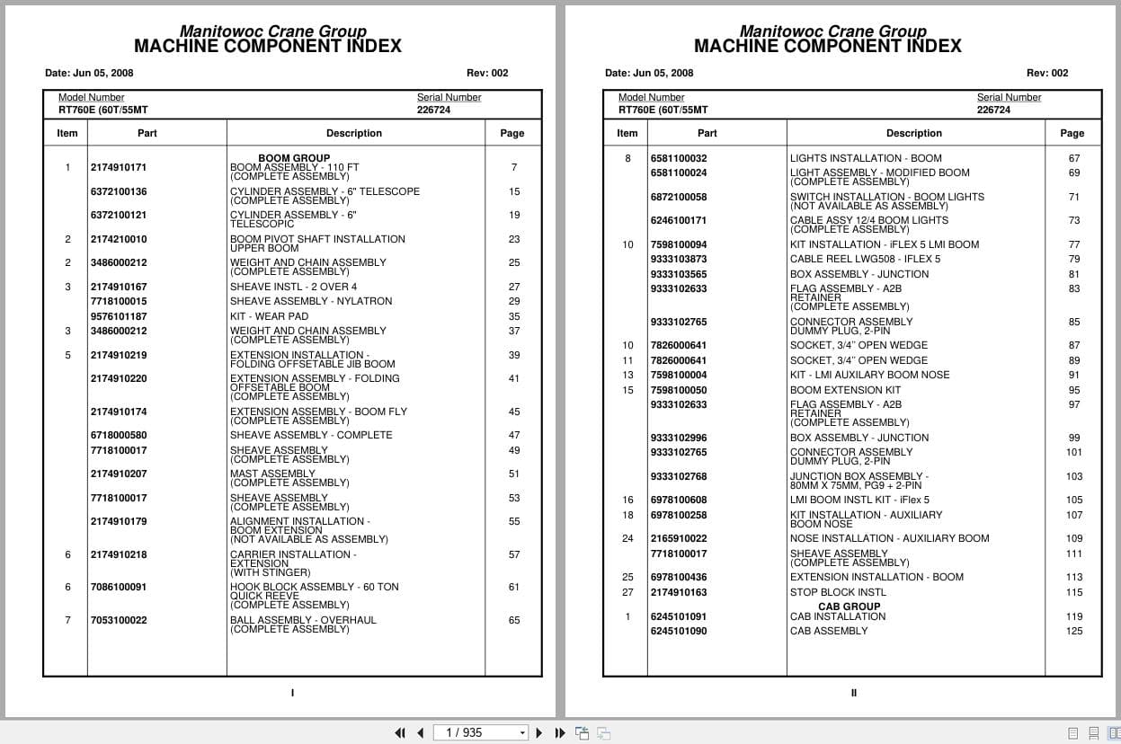 Grove Crane RT760E 226724 Parts Manual 2008 (1)